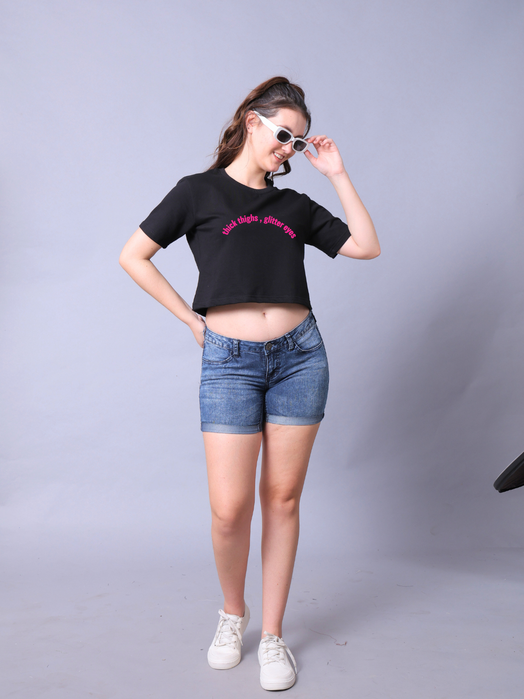 Glitter Eyes Women Crop Top