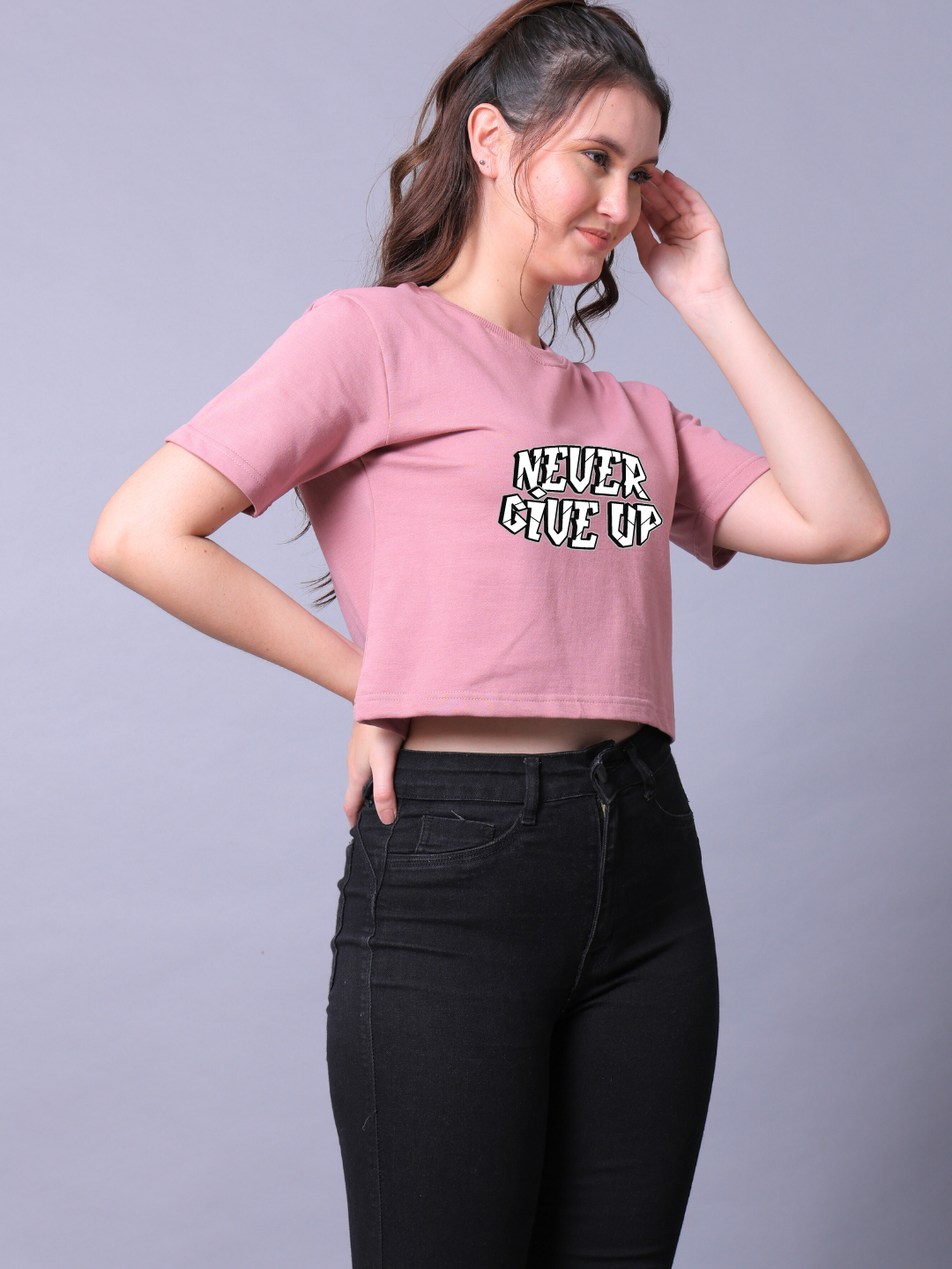 Never Give Up Women Crop Top