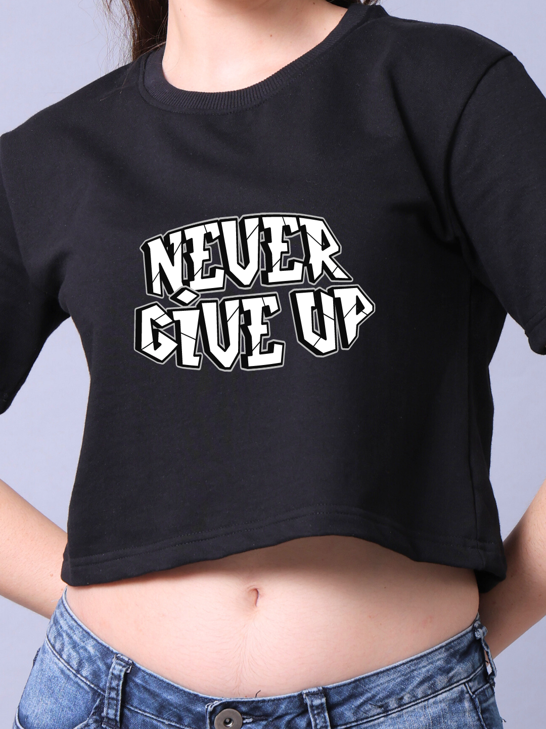 Never Give Up Women Crop Top