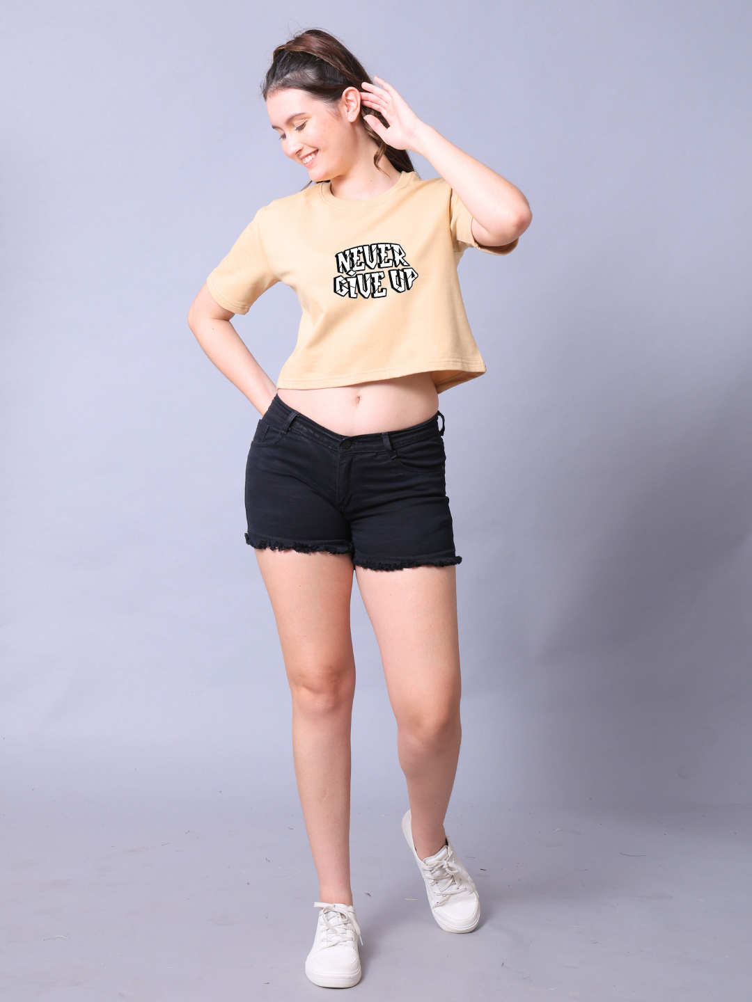 Never Give Up Women Crop Top