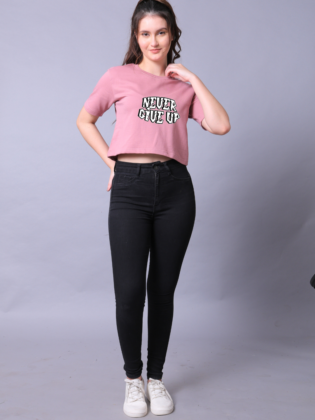 Never Give Up Women Crop Top