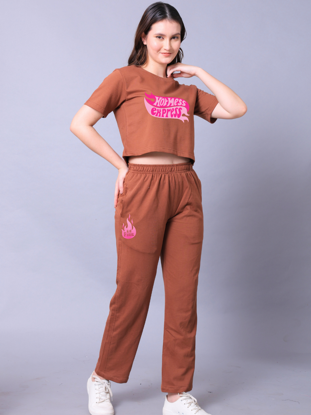 Hot Mess Women Co-Ord Set - Crop Top with Joggers