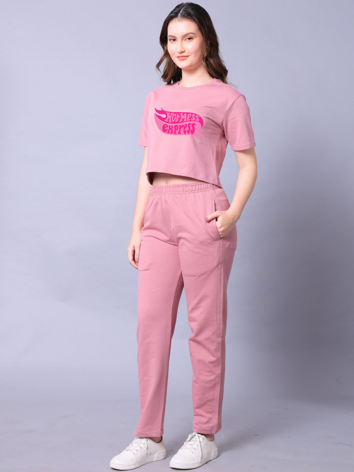 Hot Mess Women Co-Ord Set - Crop Top with Joggers