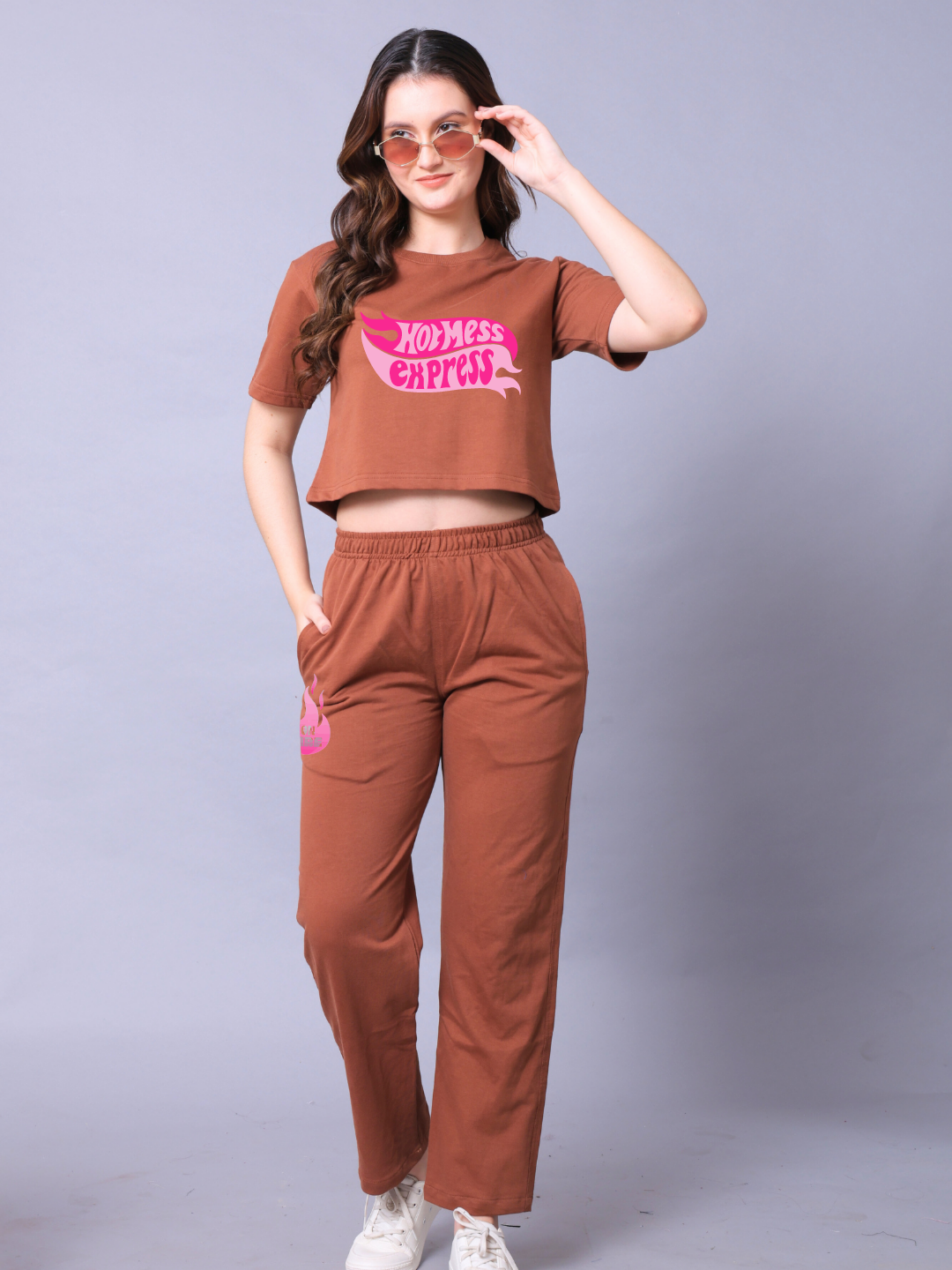Hot Mess Women Co-Ord Set - Crop Top with Joggers