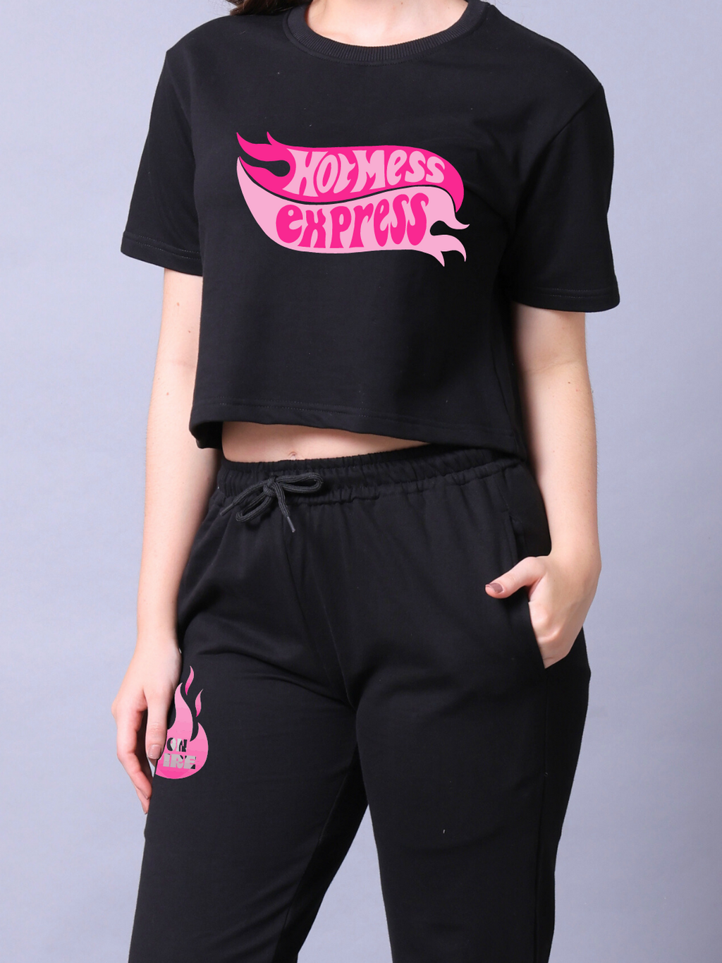 Hot Mess Women Co-Ord Set - Crop Top with Joggers