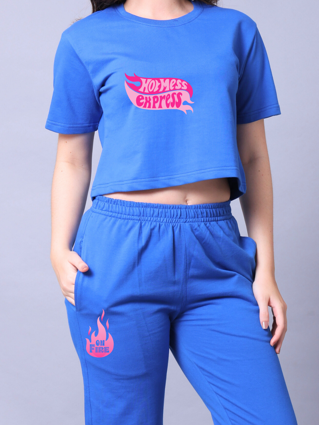 Hot Mess Women Co-Ord Set - Crop Top with Joggers
