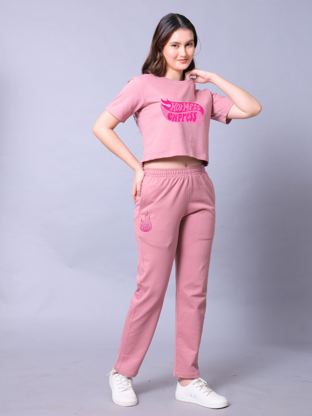 Hot Mess Women Co-Ord Set - Crop Top with Joggers