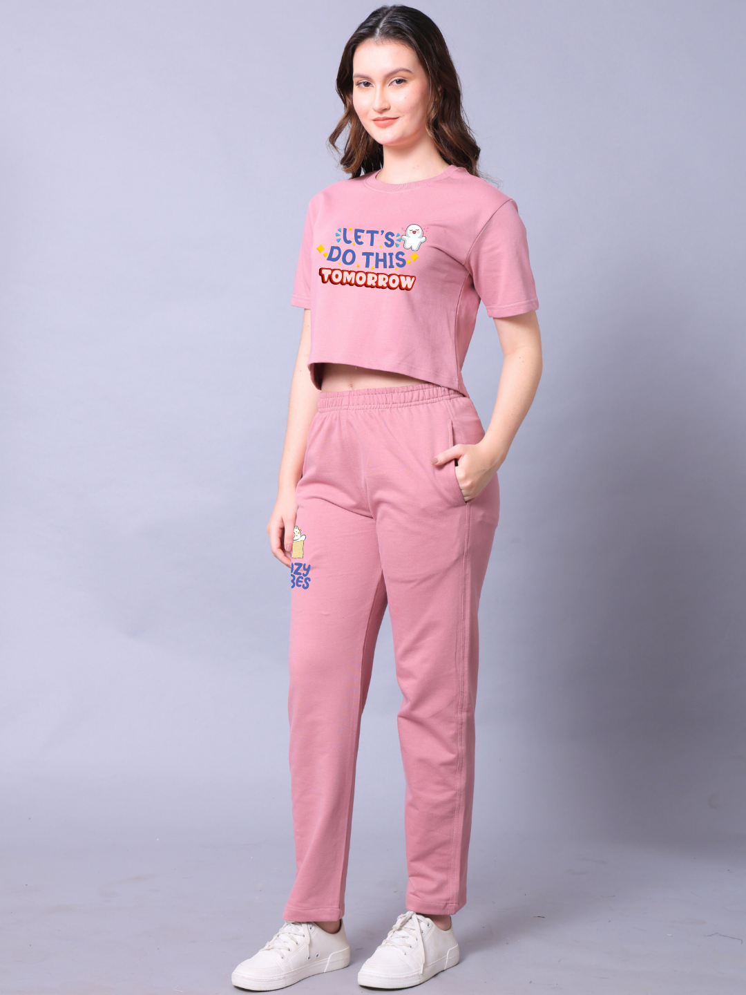 Lets Do This Tomorrow Women Co-Ord Set - Crop Top with Joggers