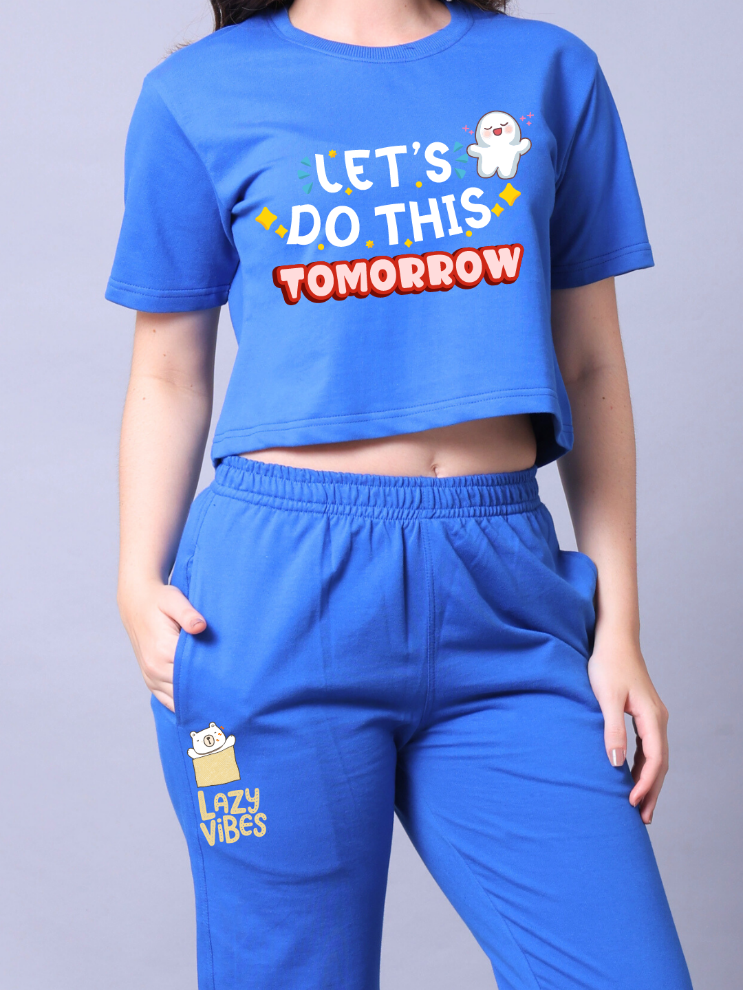 Lets Do This Tomorrow Women Co-Ord Set - Crop Top with Joggers