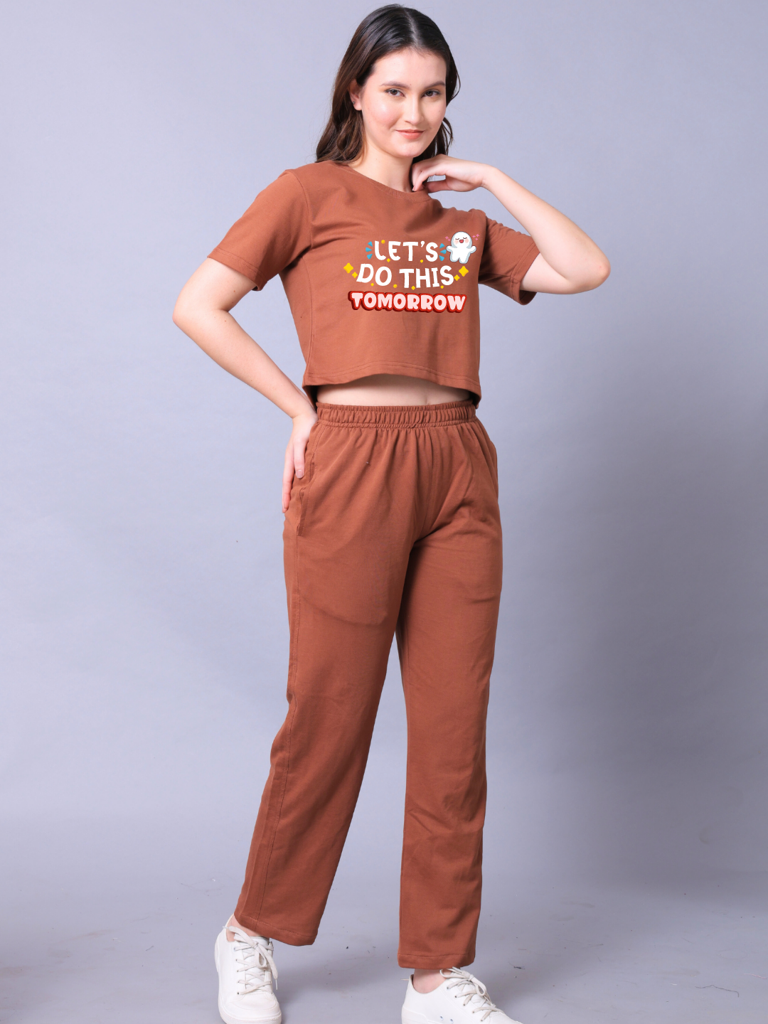 Lets Do This Tomorrow Women Co-Ord Set - Crop Top with Joggers