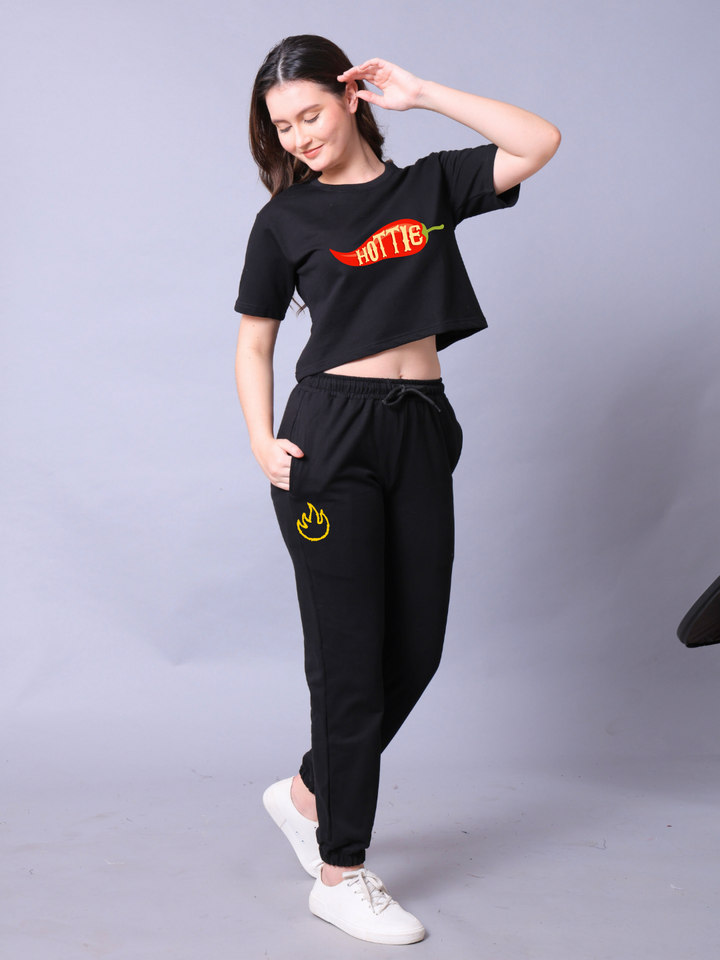 Hottie Women Co-Ord Set - Crop Top with Joggers