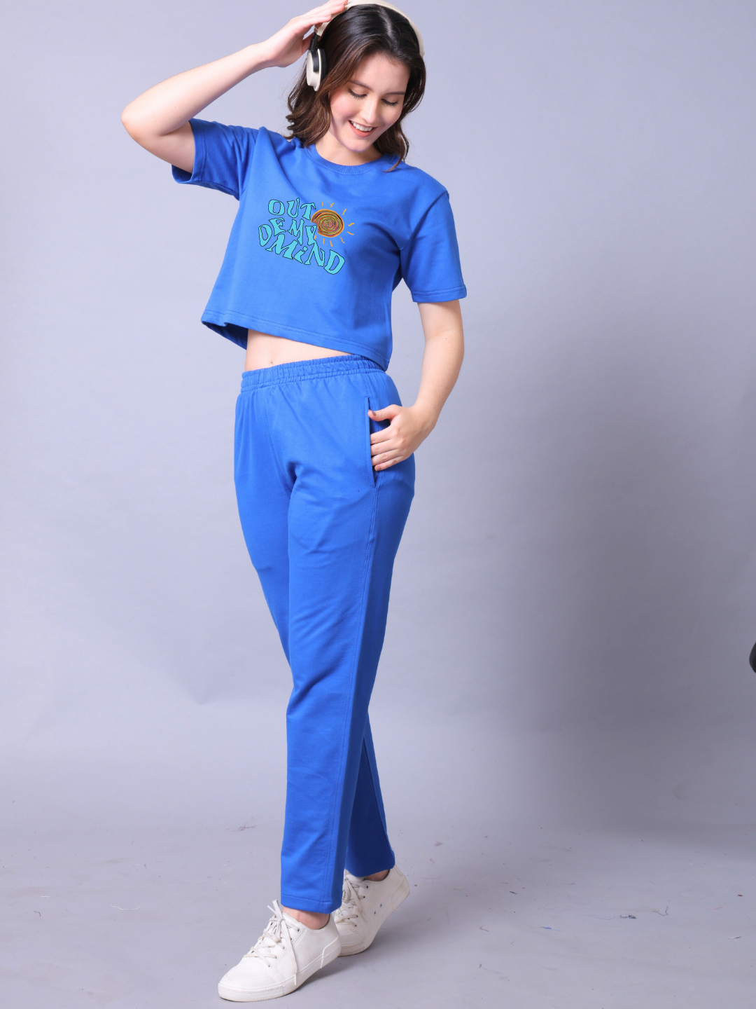 Out Of My Mind Women Co-Ord Set - Crop Top with Joggers