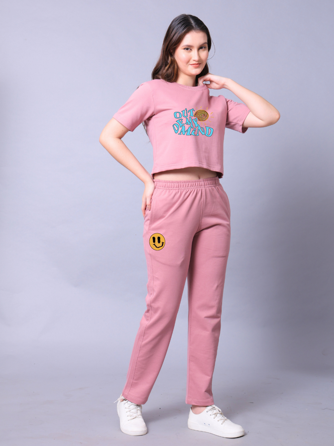 Out Of My Mind Women Co-Ord Set - Crop Top with Joggers