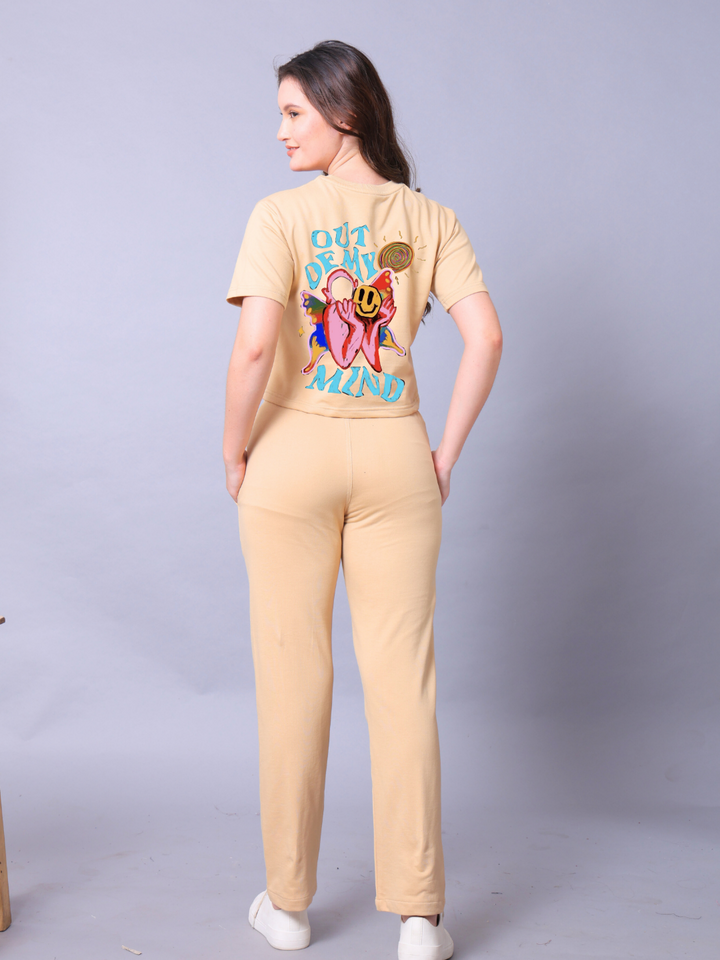 Out Of My Mind Women Co-Ord Set - Crop Top with Joggers