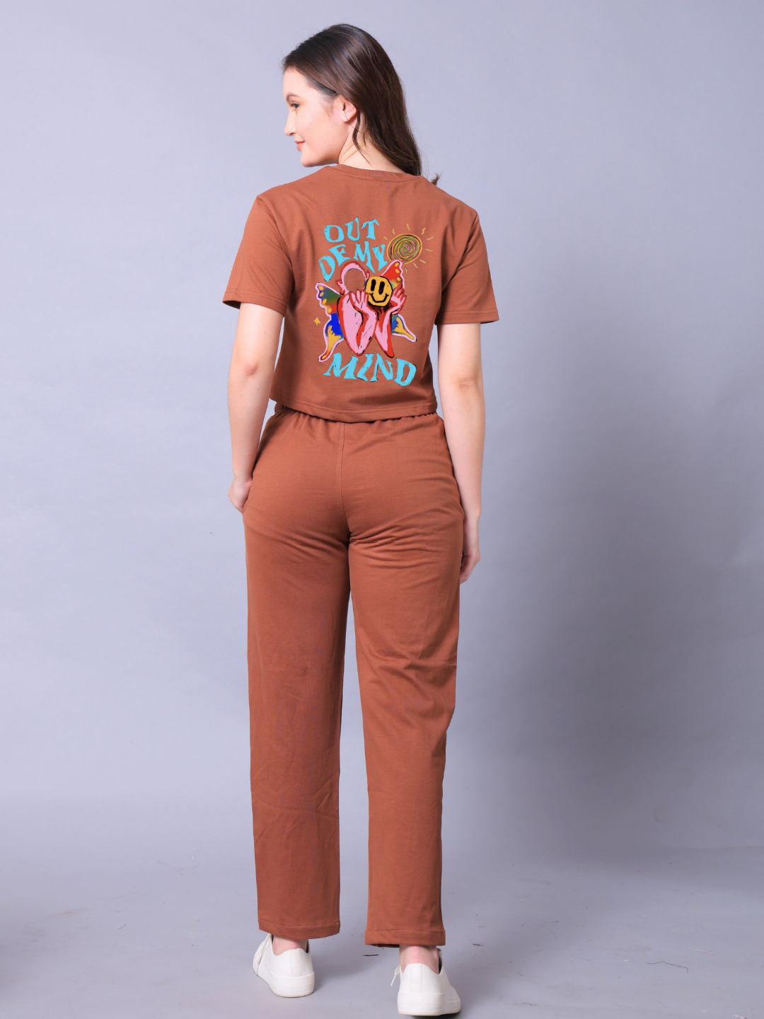 Out Of My Mind Women Co-Ord Set - Crop Top with Joggers
