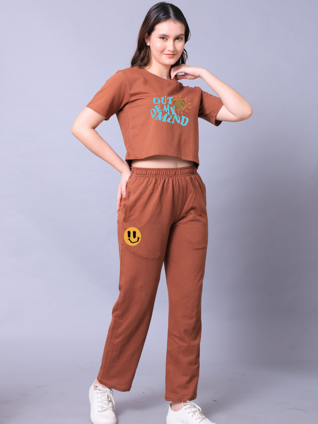 Out Of My Mind Women Co-Ord Set - Crop Top with Joggers