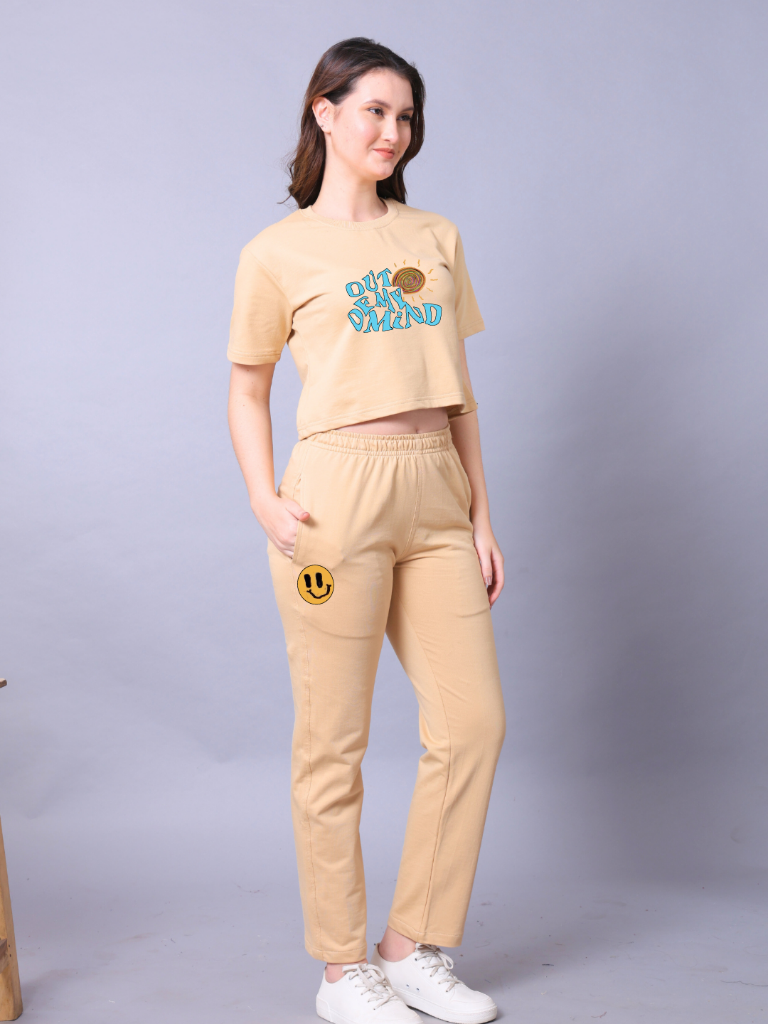 Out Of My Mind Women Co-Ord Set - Crop Top with Joggers