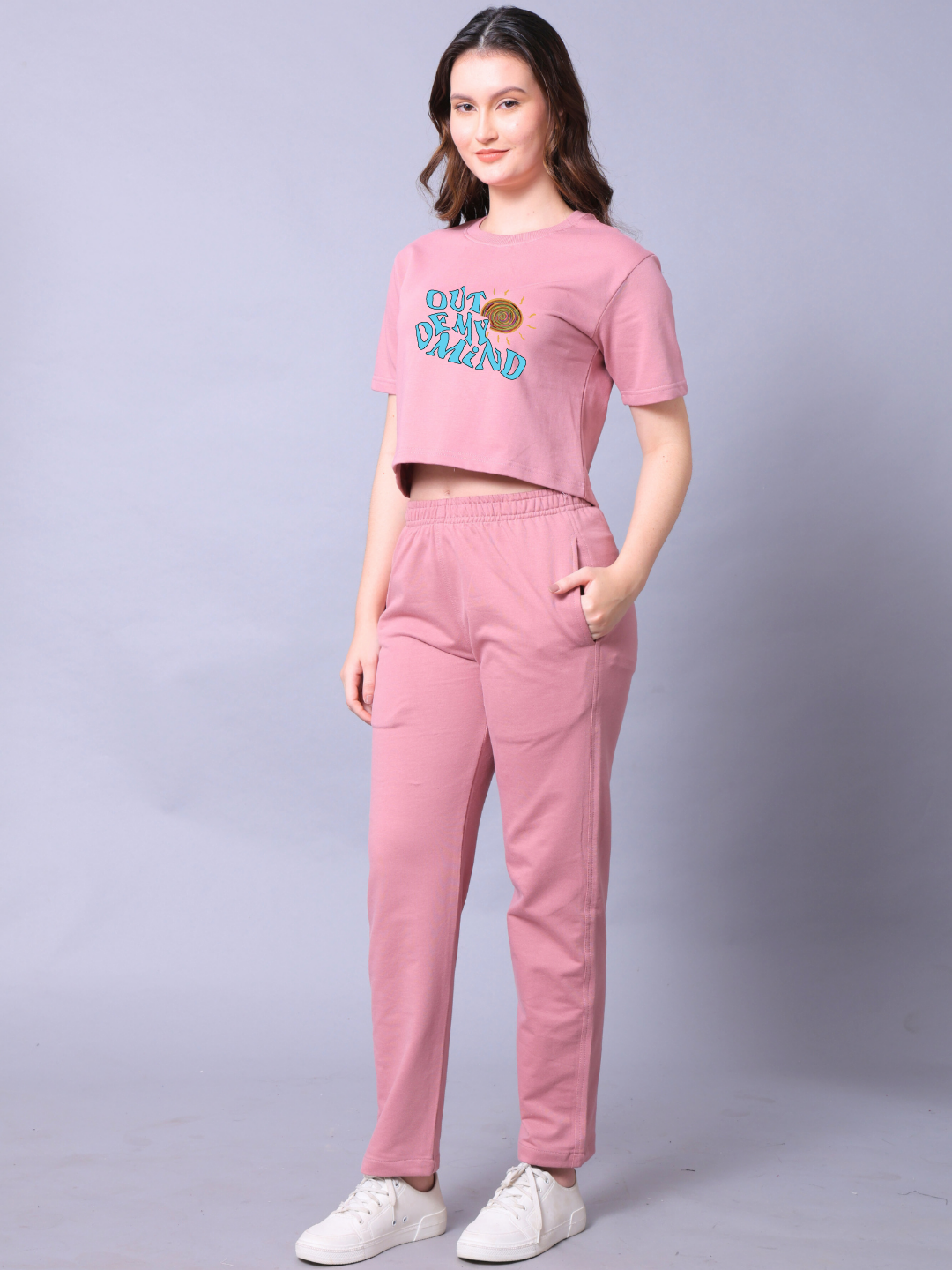 Out Of My Mind Women Co-Ord Set - Crop Top with Joggers