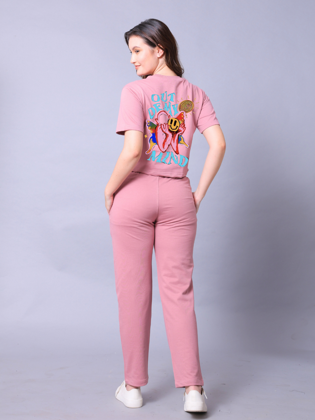 Out Of My Mind Women Co-Ord Set - Crop Top with Joggers