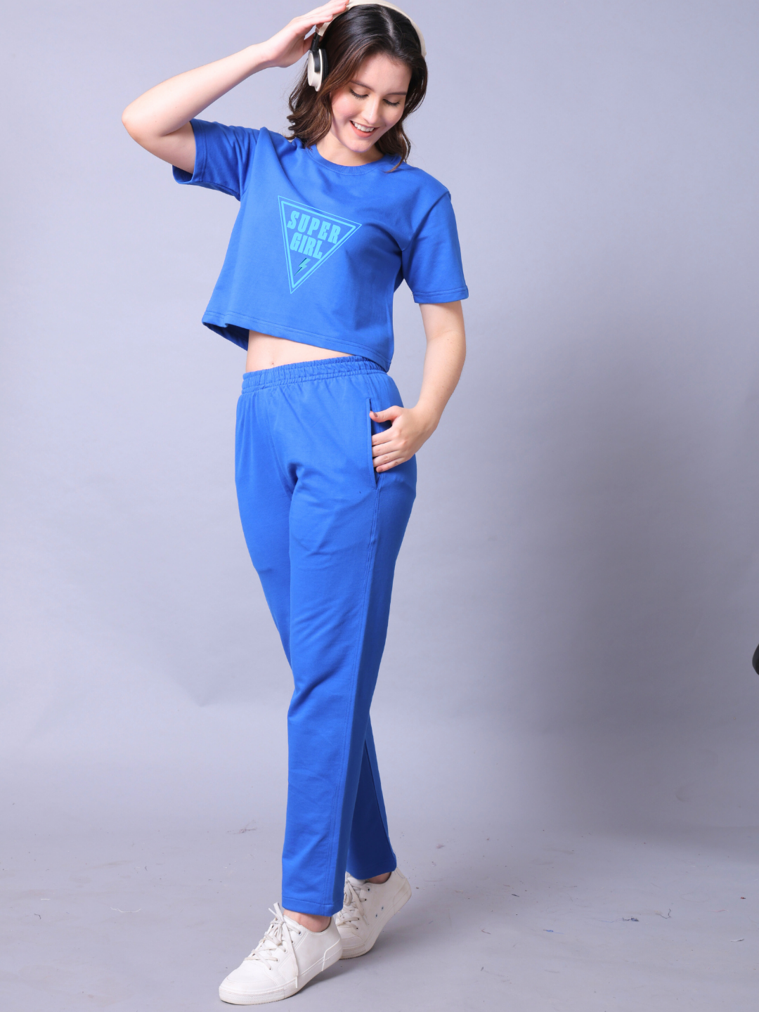 Super Girl Women Co-Ord Set - Crop Top with Joggers