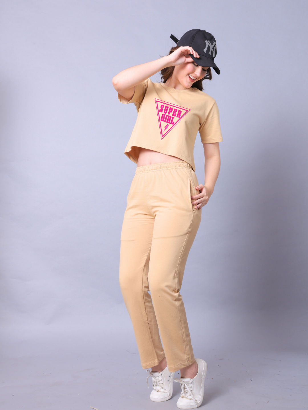 Super Girl Women Co-Ord Set - Crop Top with Joggers