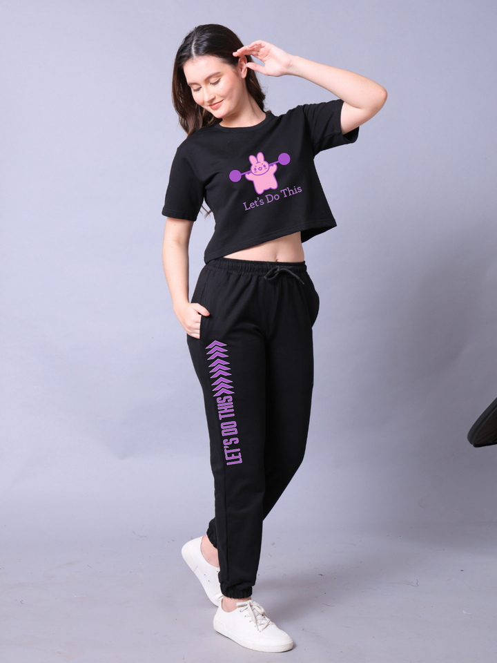 Let's Do This Women Co-Ord Set - Crop Top with Joggers