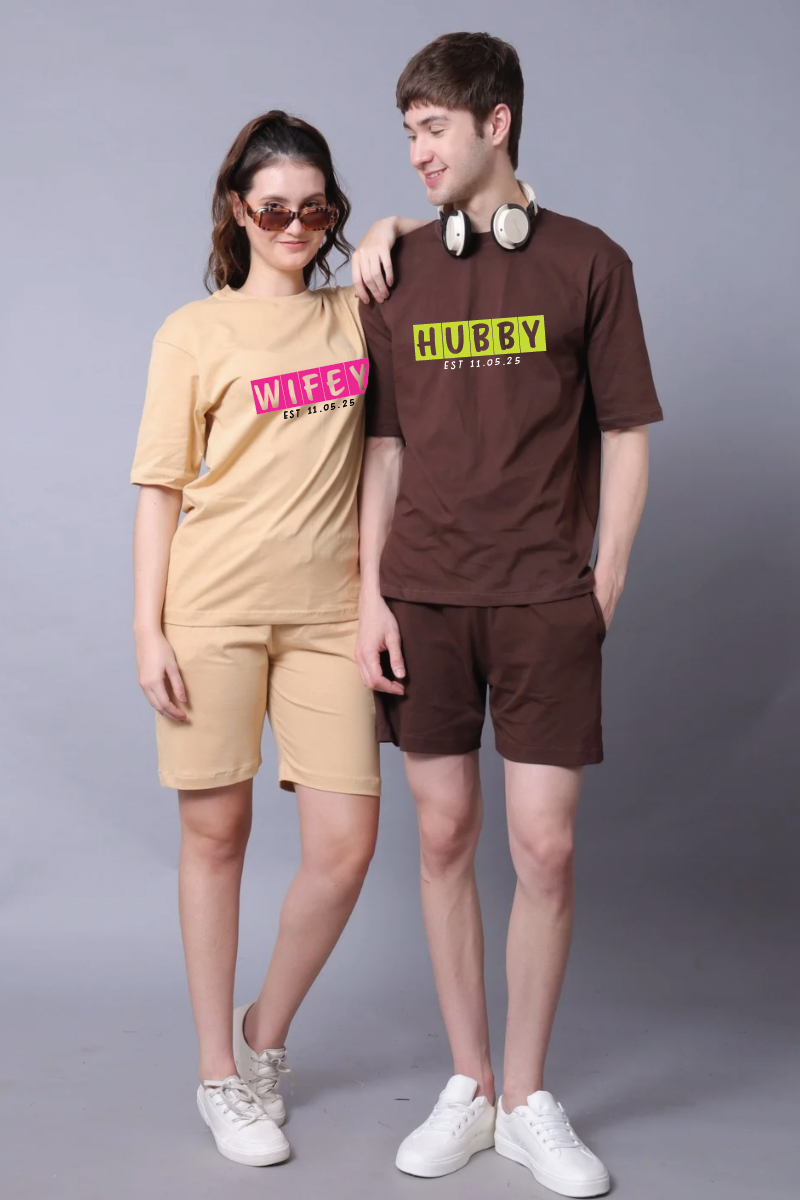 Hubby Wifey Couple Oversized Couple Tees - Pack of 2