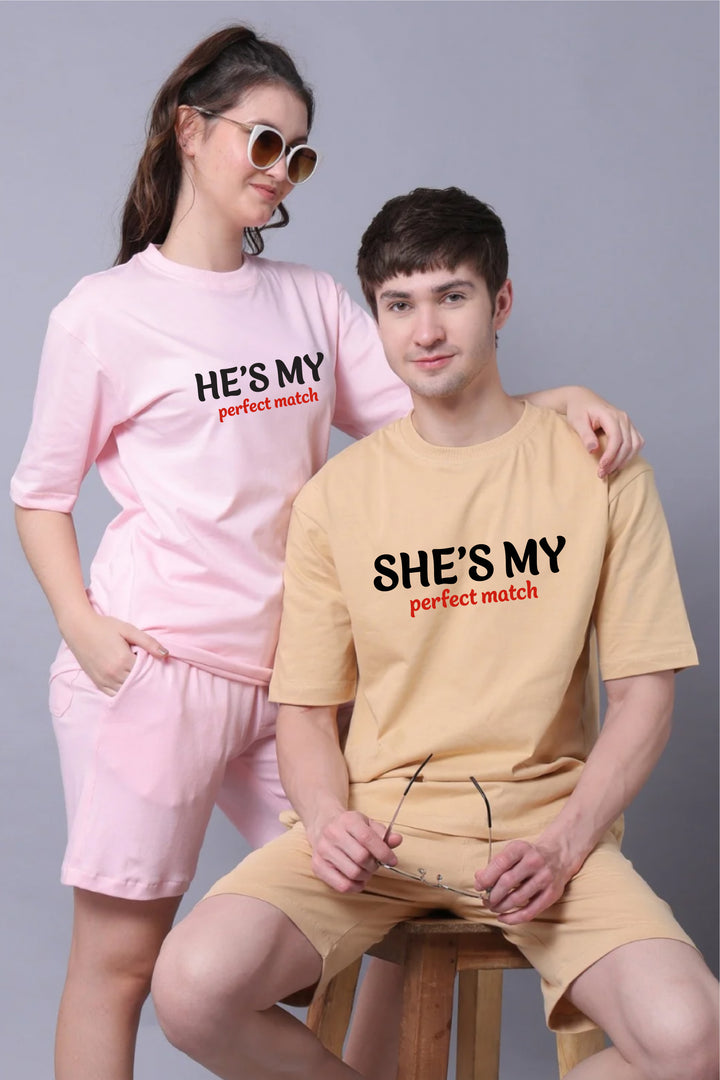 Perfect match Couple Oversized Couple Tees - Pack of 2