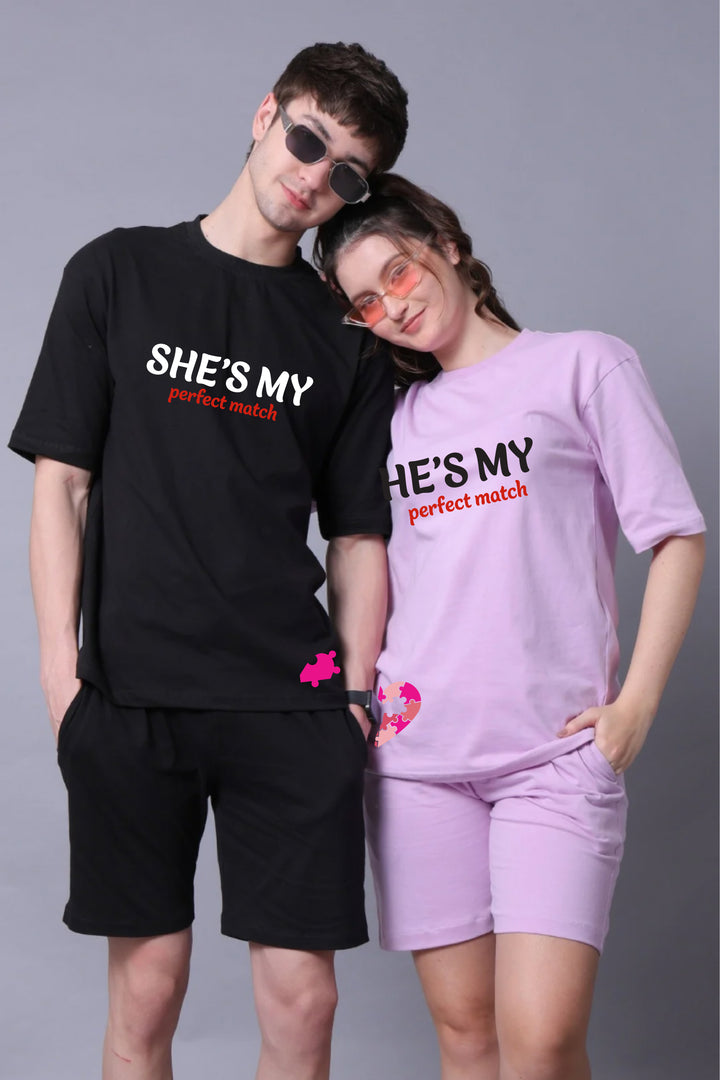 Perfect match Couple Oversized Couple Tees - Pack of 2