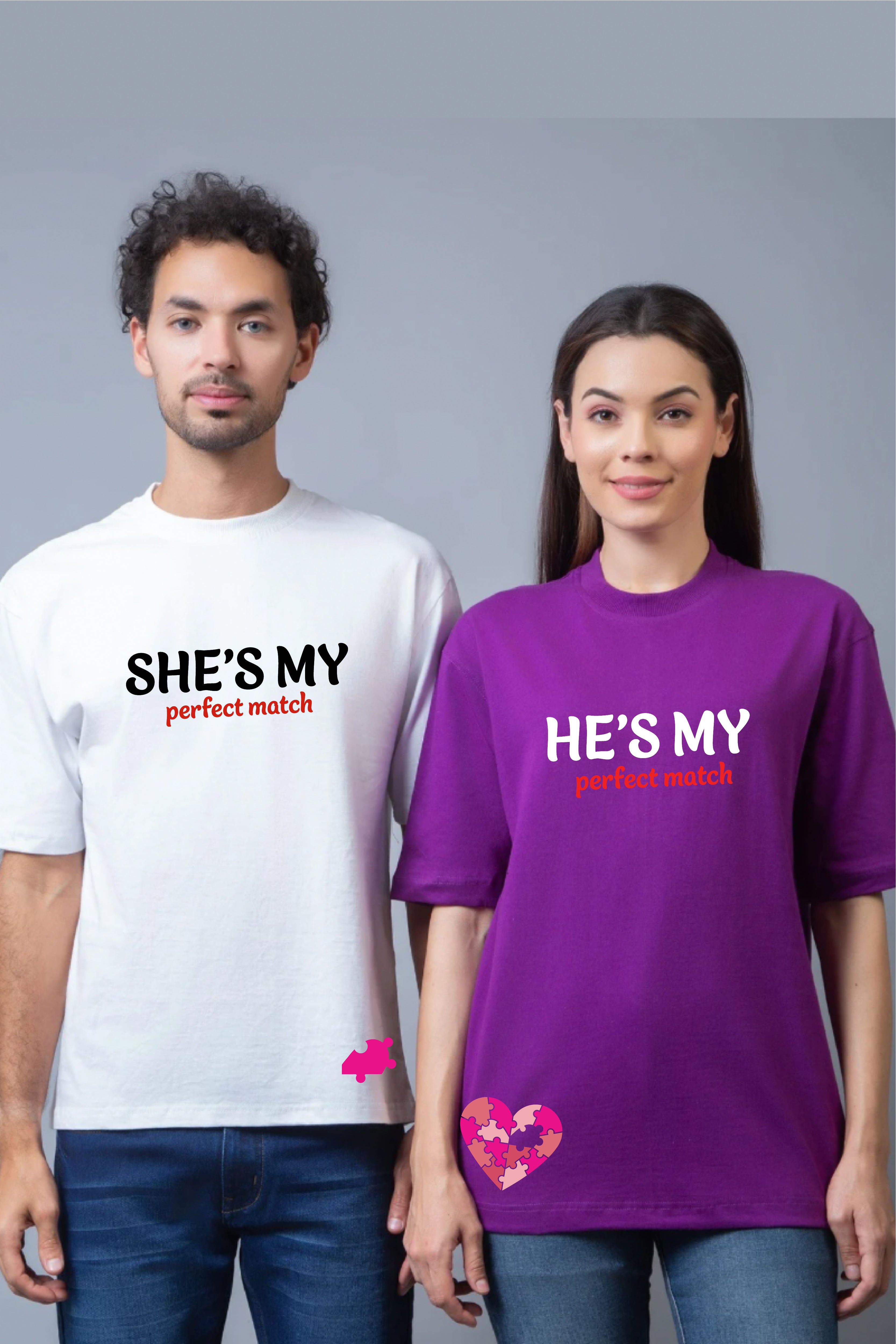Perfect match Couple Oversized Couple Tees - Pack of 2