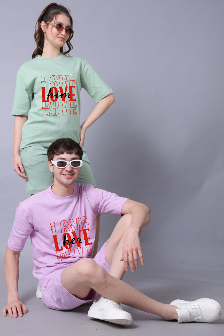 Love Her- Him Couple Oversized Couple Tees - Pack of 2
