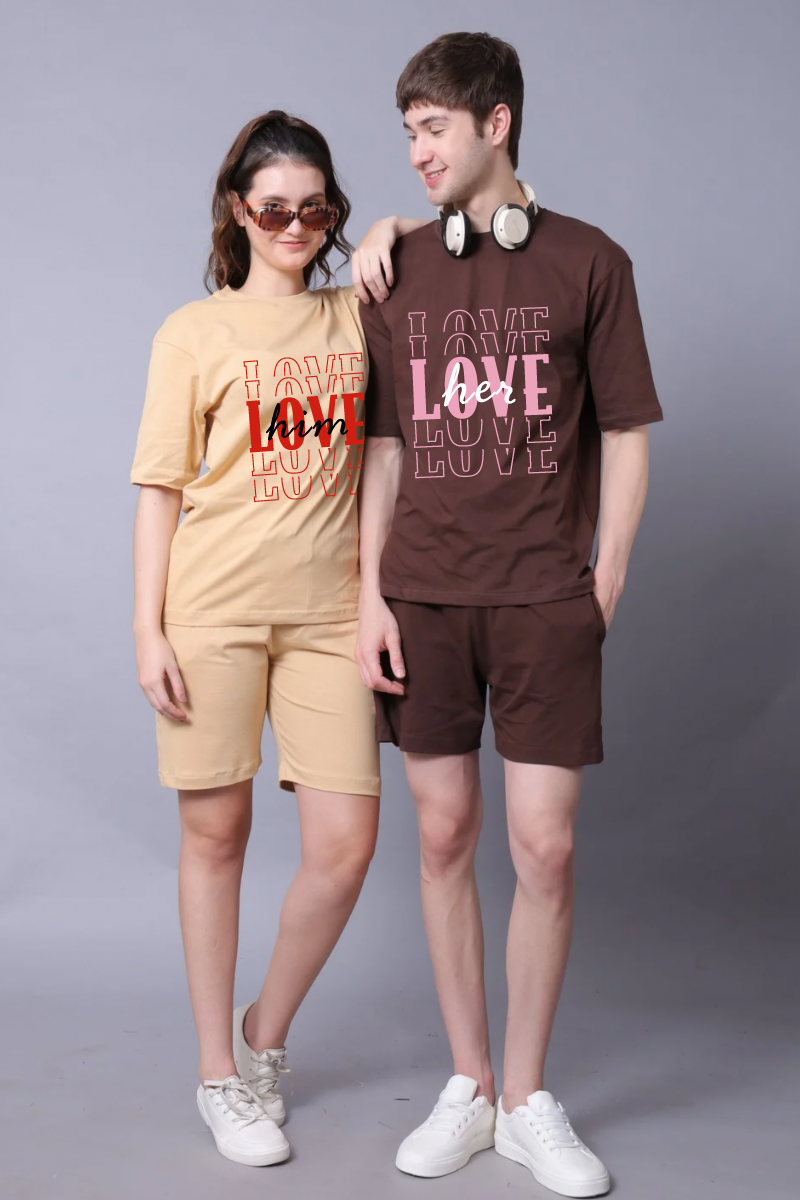 Love Her- Him Couple Oversized Couple Tees - Pack of 2