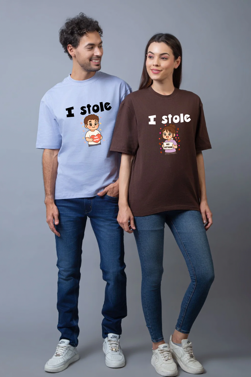 I Stole Couple Oversized Couple Tees - Pack of 2