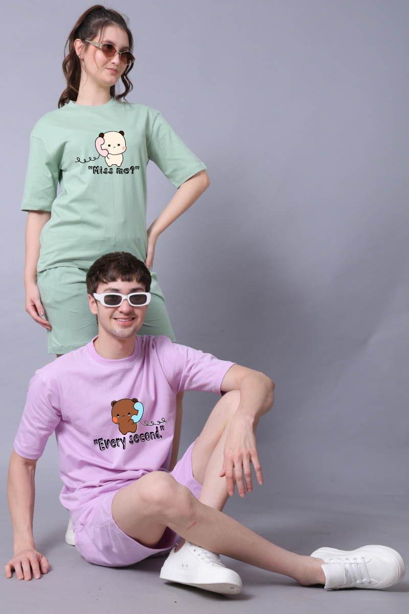 Miss me Couple Oversized Couple Tees - Pack of 2