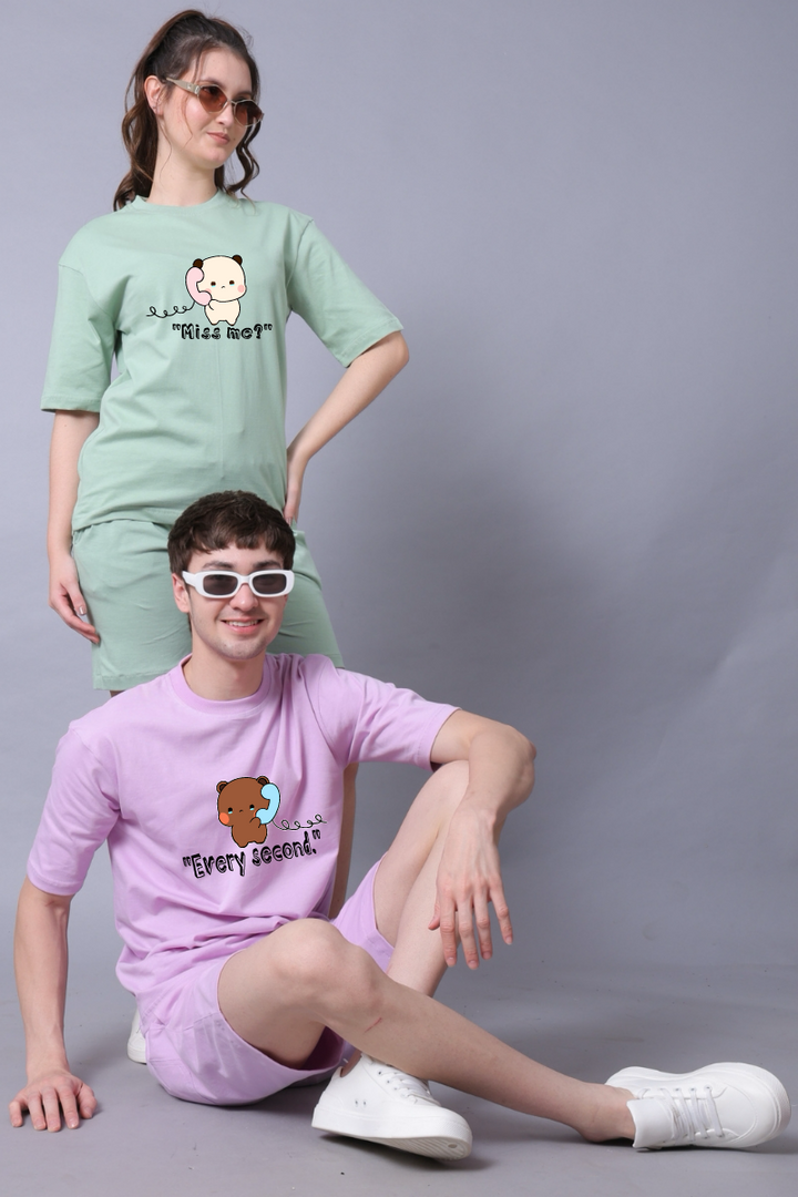 Miss me Couple Oversized Couple Tees - Pack of 2