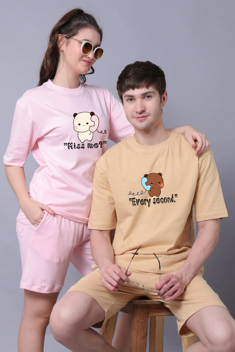 Miss me Couple Oversized Couple Tees - Pack of 2