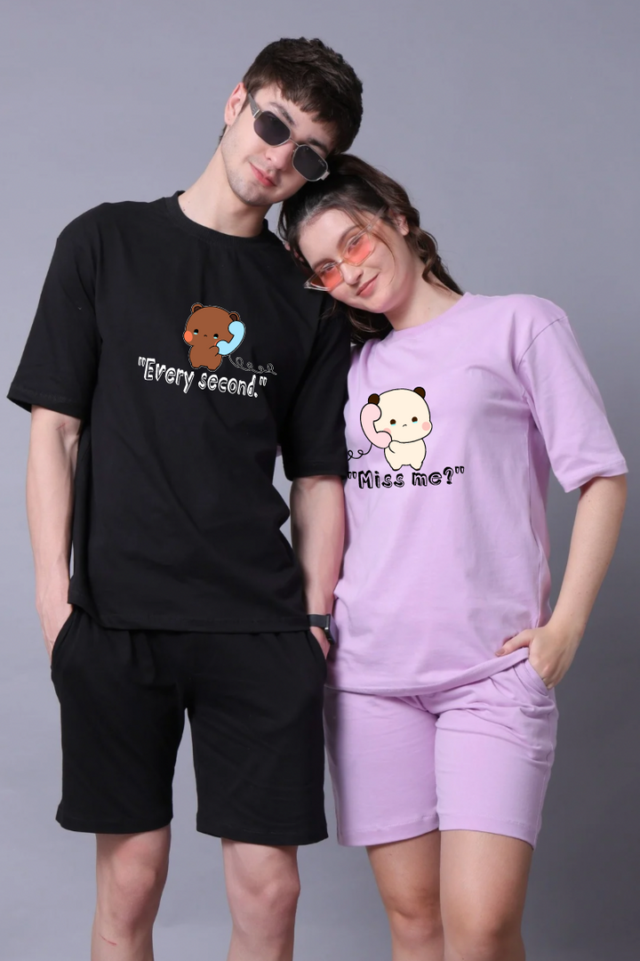 Miss me Couple Oversized Couple Tees - Pack of 2