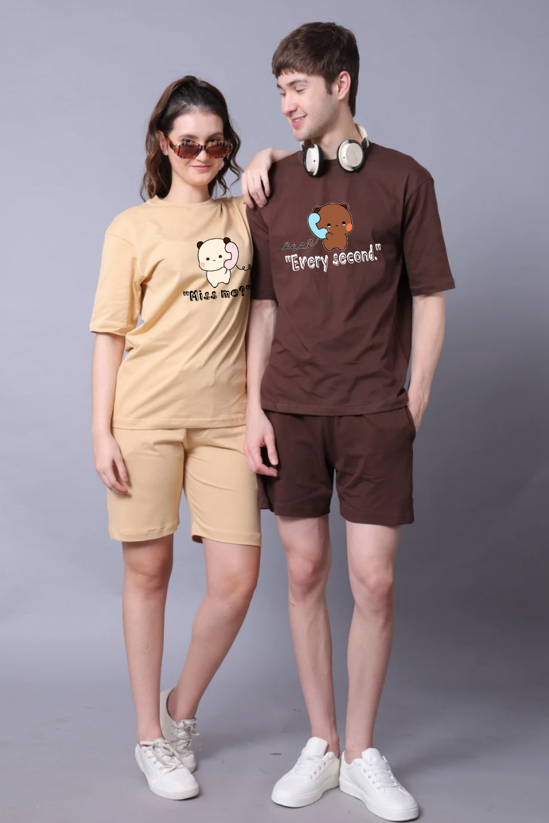 Miss me Couple Oversized Couple Tees - Pack of 2