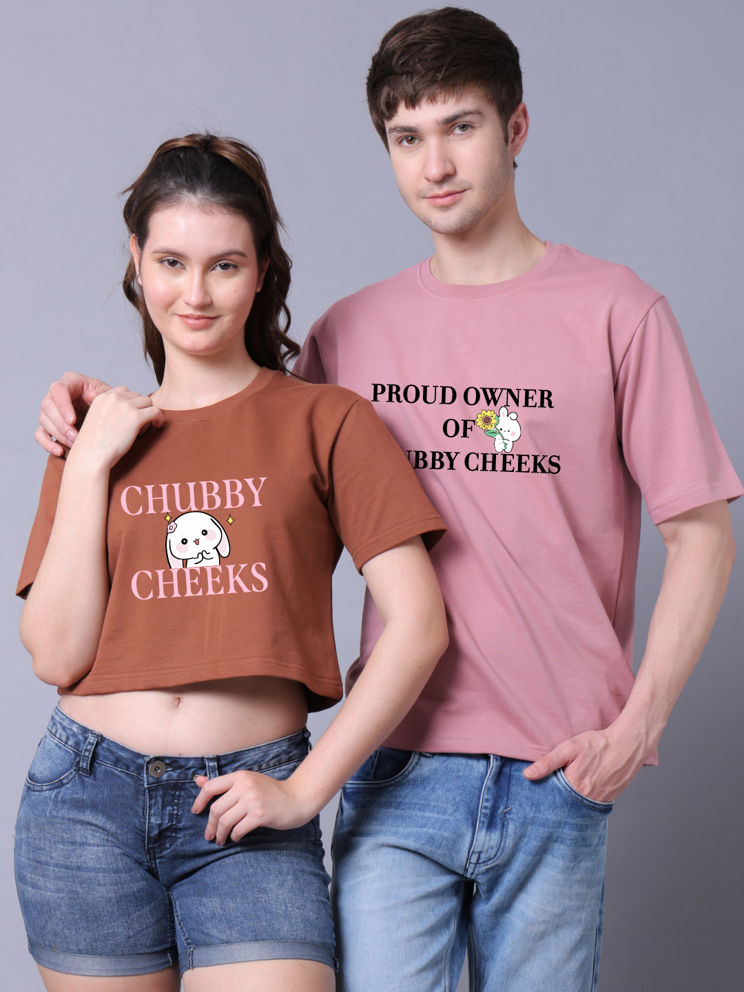 Chubby cheeks Crop Top & Drop Shoulder Tee - Pack of 2