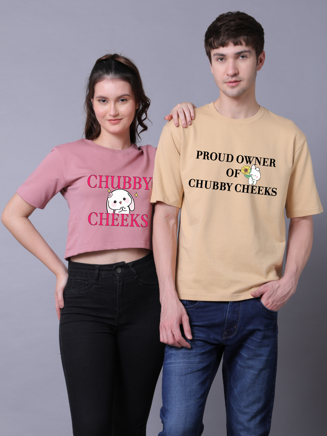 Chubby cheeks Crop Top & Drop Shoulder Tee - Pack of 2
