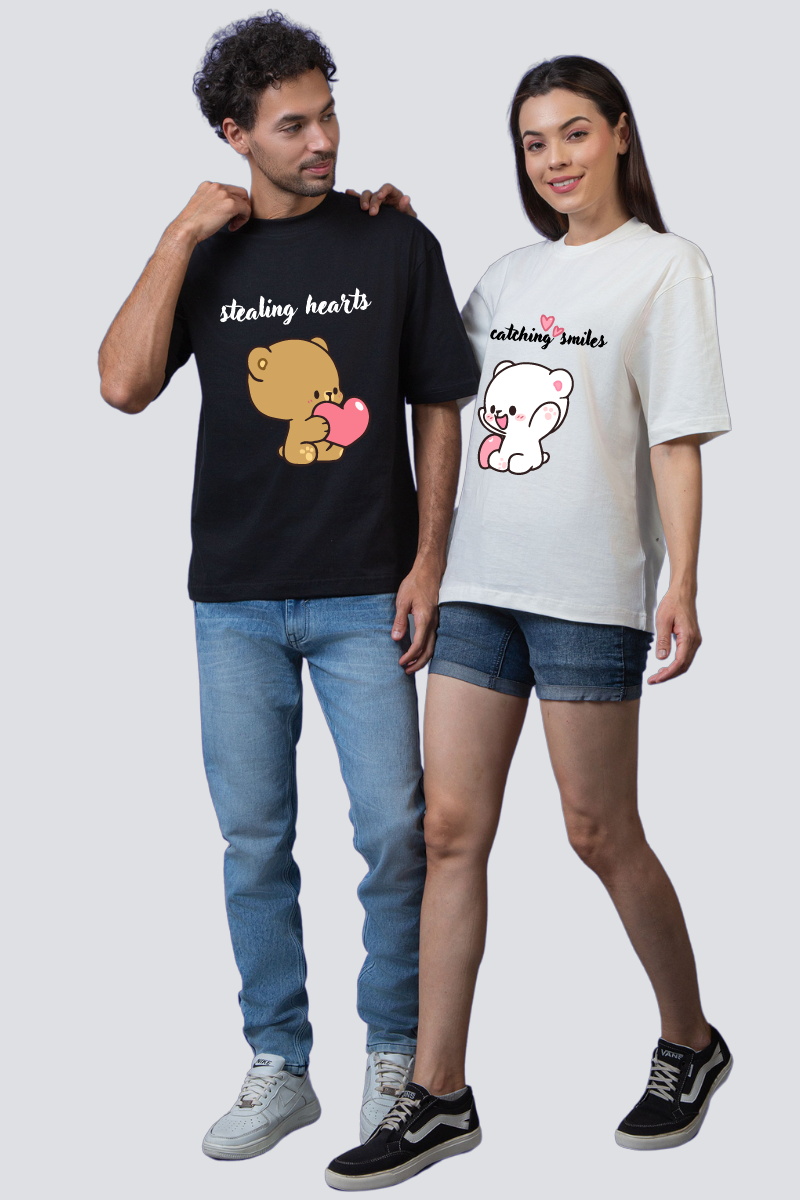 Milk & Mocha Oversized Couple T-Shirts (Pack of 2)