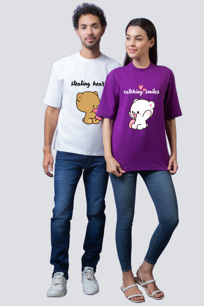 Milk & Mocha Oversized Couple T-Shirts (Pack of 2)