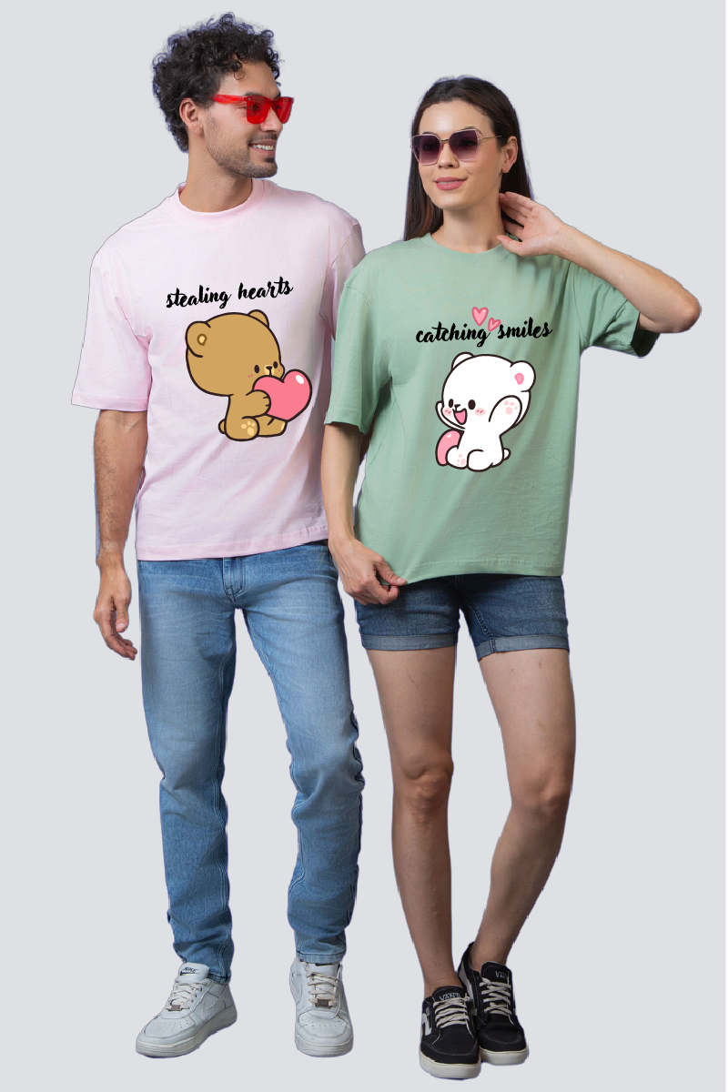 Milk & Mocha Oversized Couple T-Shirts (Pack of 2)