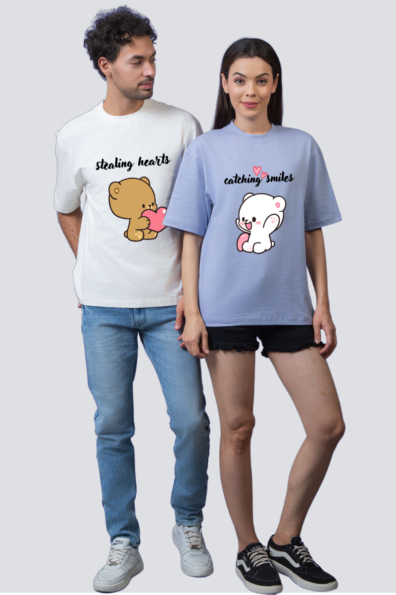 Milk & Mocha Oversized Couple T-Shirts (Pack of 2)