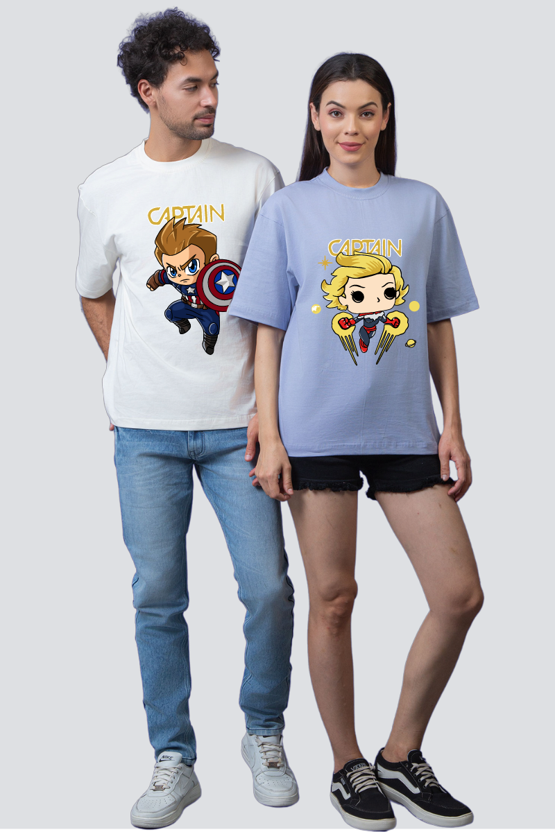 Heroic Duo: Oversized Couple T-Shirts (Pack of 2)