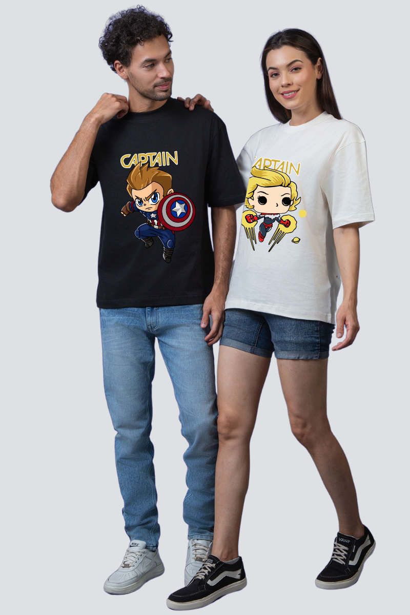 Heroic Duo: Oversized Couple T-Shirts (Pack of 2)