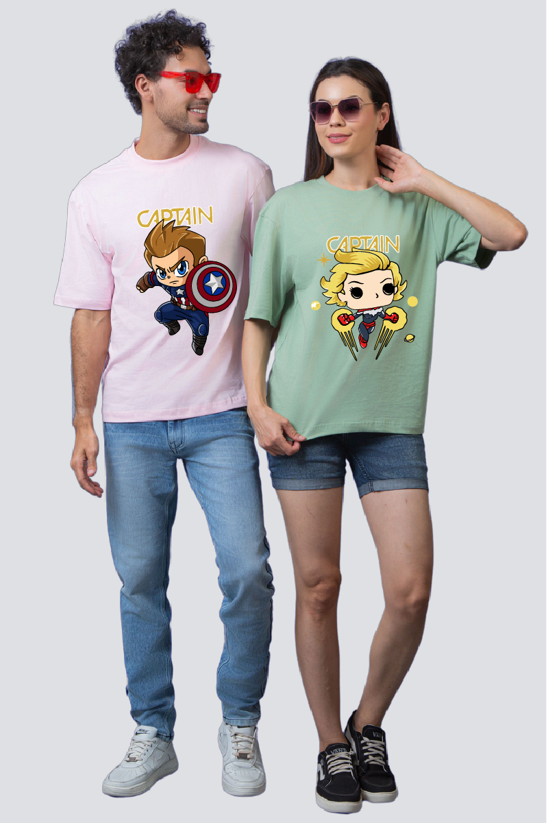 Heroic Duo: Oversized Couple T-Shirts (Pack of 2)