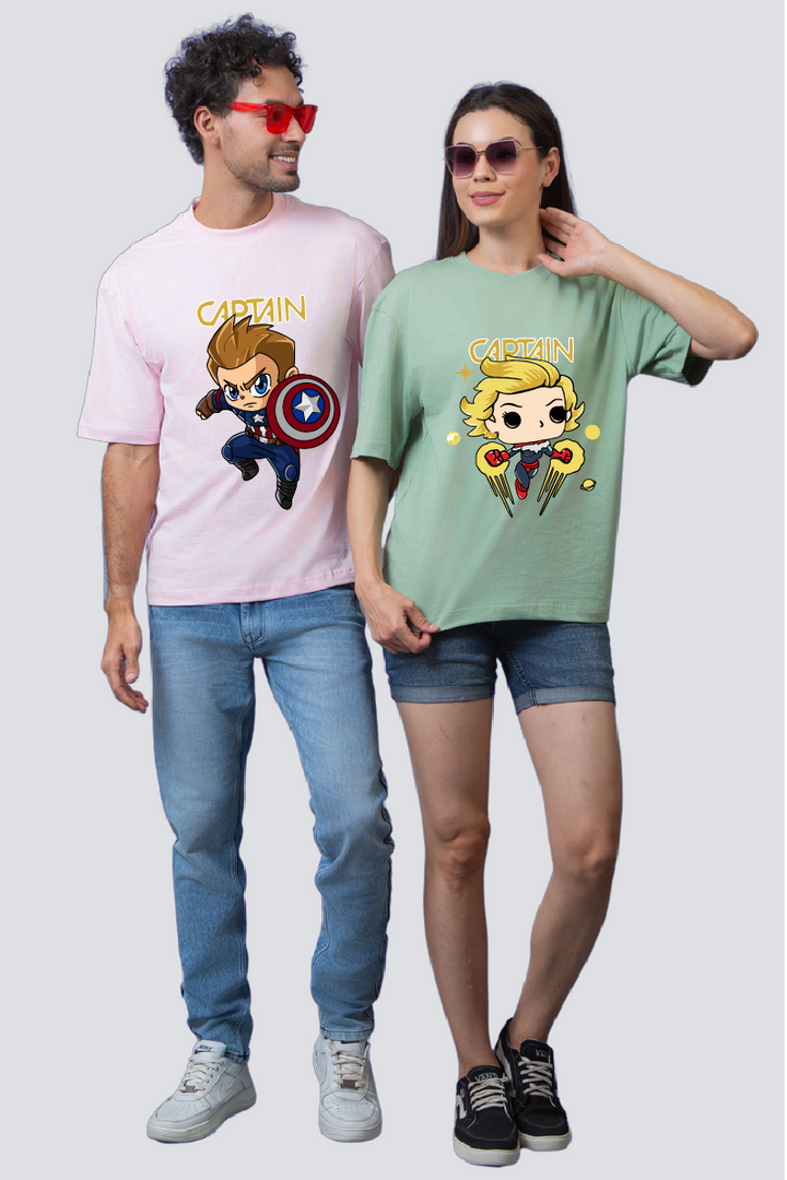 Heroic Duo: Oversized Couple T-Shirts (Pack of 2)
