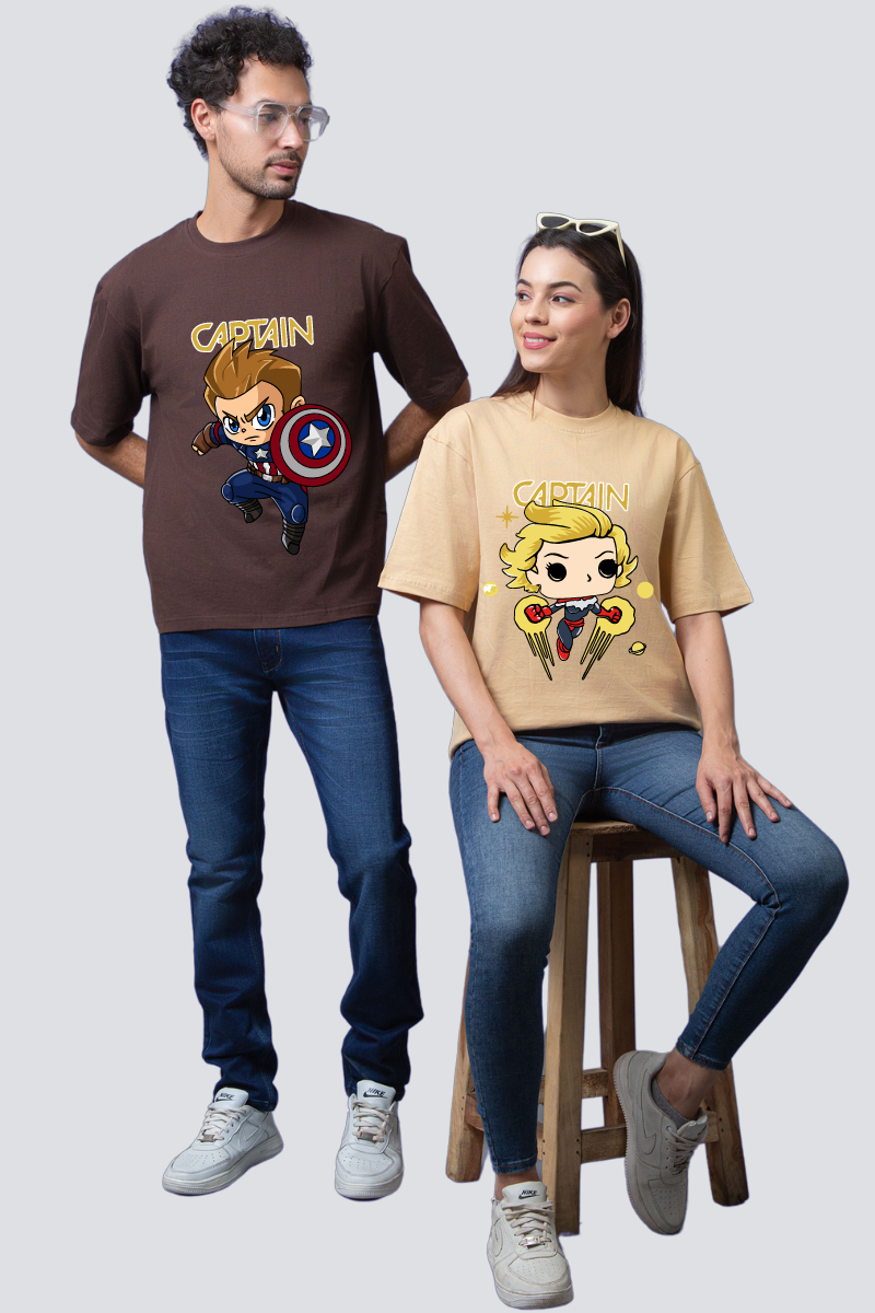 Heroic Duo: Oversized Couple T-Shirts (Pack of 2)