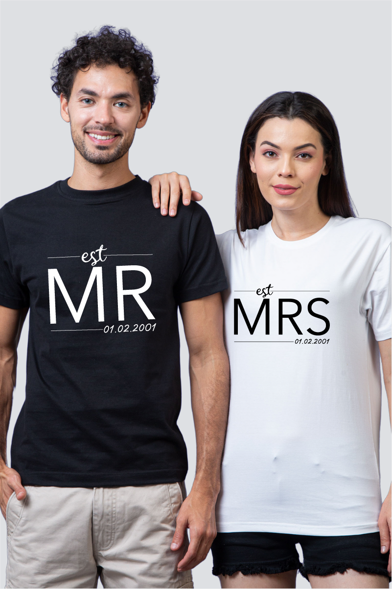 Together Since: Customized 'Mr & Mrs' Couple Tees - Pack of 2